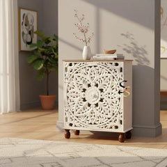 Indian Hand Carved Solid Wood Cabinet D131