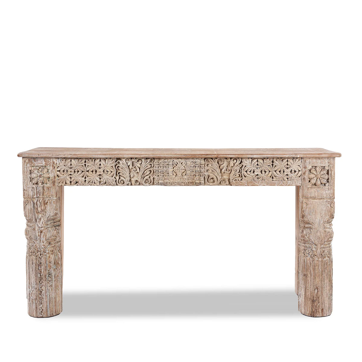 Antique Indian Hand Carved Solid Wood Console Table 10