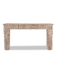 Antique Indian Hand Carved Solid Wood Console Table 10