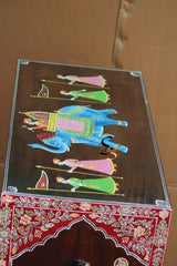 Mughal Hand Painted Solid Wood Ethnic Carved Jharokha Door Cabinet D133