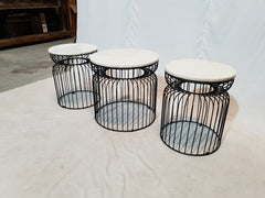 Marble top Metal Jali Coffee Table of 3 Side tables wire mesh 51x51x51 cm