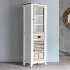 Ethereal Whites Handmade Indian Furniture Solid Mango Wood Crockery Unit Cabinet