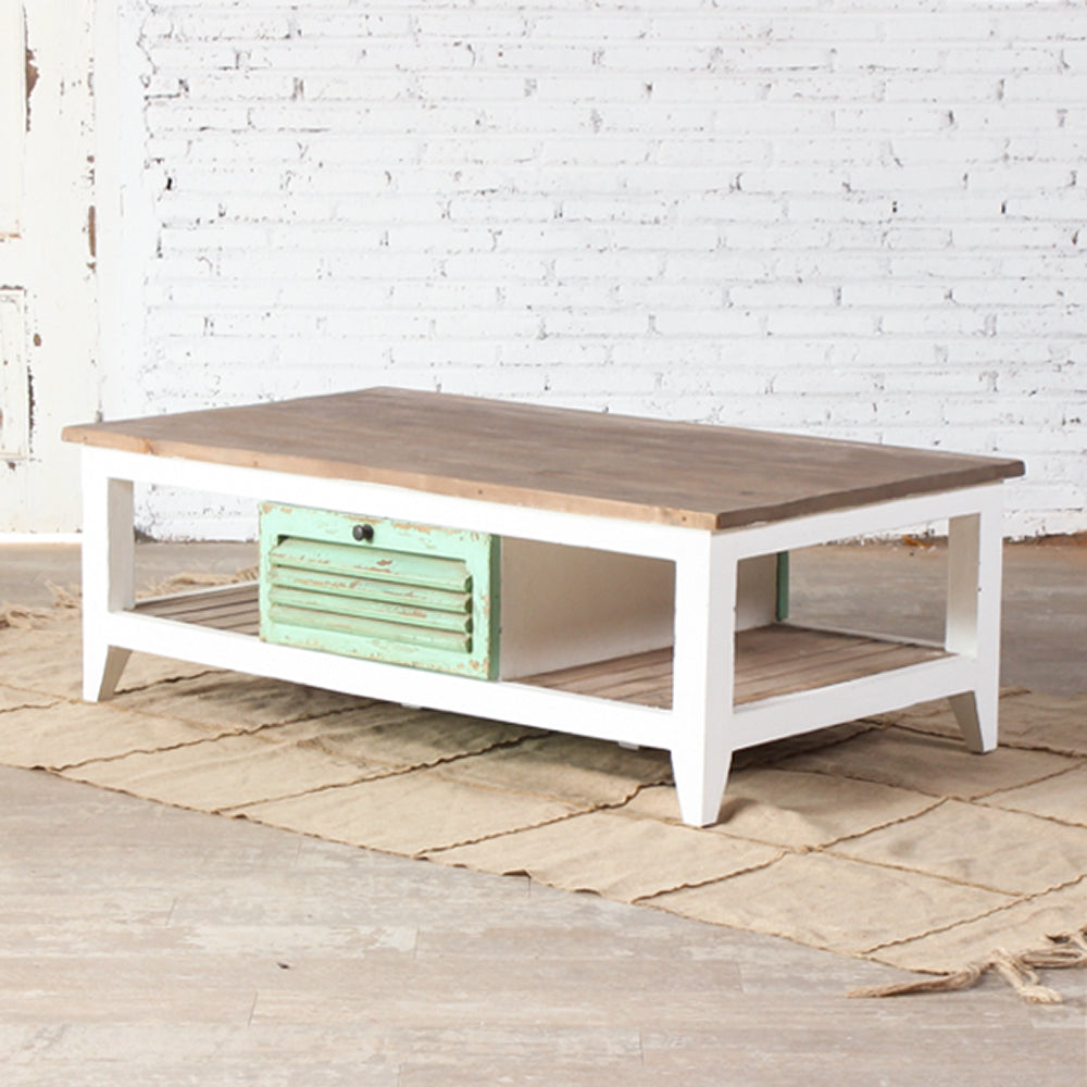 Ethereal Whites Handmade Indian Furniture Solid Mango Wood Coffee Table