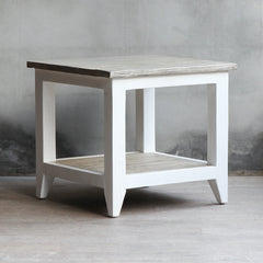 Ethereal Whites Handmade Indian Furniture Solid Mango Wood Side Table