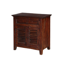 Shutter Indian Solid Wood Shutter Door 1 Drawer Storage Cabinet