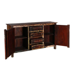 X - Design Indian Reclaimed Wood 4 Drawers Large Buffet Sideboard B