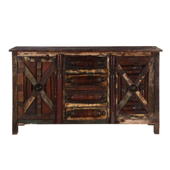 X - Design Indian Reclaimed Wood 4 Drawers Large Buffet Sideboard B