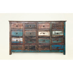 Rustica Reclaimed Boat Timber 16 Drawer Chest Of Drawers