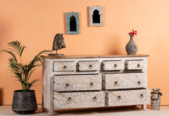 Kalah Hand Carved Solid Wooden Sideboard Buffet 80x153x40cm KLA0145  -  