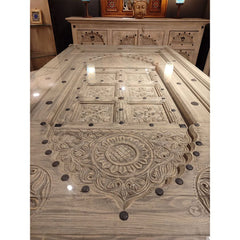 Indian Hand Carved Solid Wood Dining Table 09