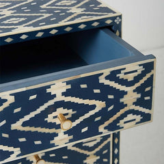 Maaya Bone inlay Blue Diamond Chest of 3 Drawers Dresser