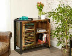 Aspen Reclaimed Wood Industrial Shoe Hall Cabinet 90cm