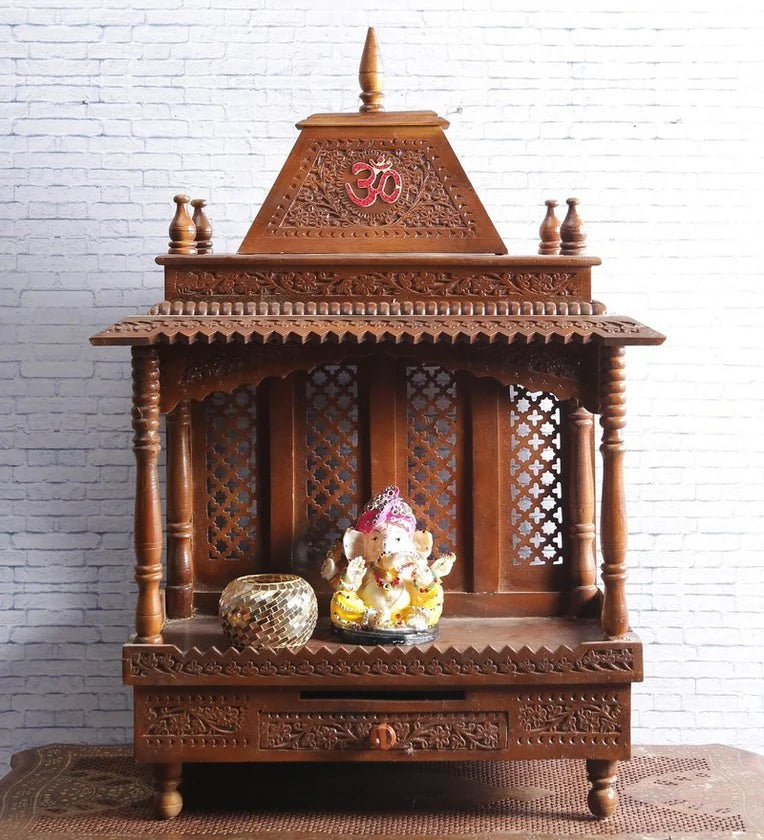 Sheesham Wood Handmade Mandir Home Temple In Brown