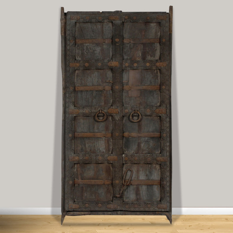 Indian Vintage Antique Hand Carved Reclaimed Wood Door 105
