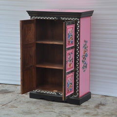 Pandora Hand Painted Cabinet Black Pink Floral