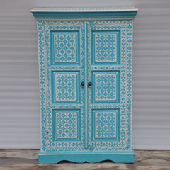 Bone Inlay Star Geometrical pattern Cabinet Blue