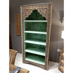 Mehrab Indian Hand Carved Solid Wood Bookshelf B2