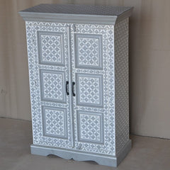 Bone Inlay Star Geometrical pattern Cabinet Grey