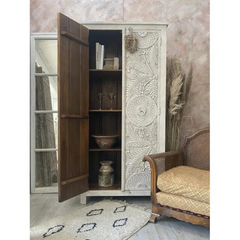 Hand Carved Solid Wooden Cupboard Wardrobe D129
