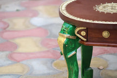 Indian Hand Carved Brass Work Solid Wood Coffee Table C136