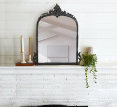 CORSICA Victorian Premium Metal Frame Arched Hand-Casted Mirror Black 90cm