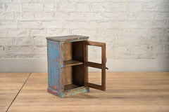 Vintage Reclaimed Wood Rustic Glass Door Cabinet