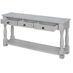 French Provincial Style Pillar Console Table Grey