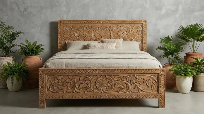 Hand Carved Mango Wood Bed Frame 188