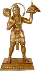 Indian Lord Hanuman With Mount Sanjeevini Handmade Brass Statue
