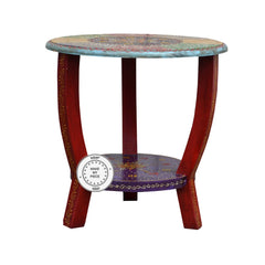 Pandora Hand Painted Round Side Table Multicolour