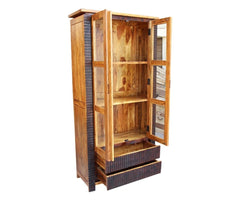 MADE TO ORDER Indian Lyon Wooden Large Cabinet With Glass Door 100x40x200 cm