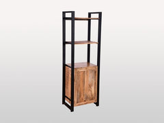 Industrial Solid Wood Bookshelf With Drawers