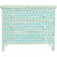 Maaya mother of pearl Chest of Drawer sideboard Blue Honeycomb