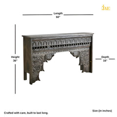 Mehrab Wooden Carved Entryway Console Table Black