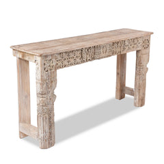 Antique Indian Hand Carved Solid Wood Console Table 10