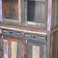 RUSTICA Reclaimed Timber Glass Door Cabinet Multicolor