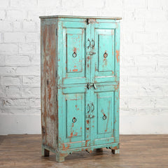 Antique Vintage Shabby Chic Wooden Rustic Cupboard Blue