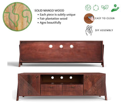 Corsica Mango Wood TV Cabinet Console Movable TV Unit Mahogany