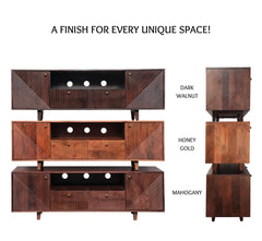 Corsica Sloan Mango Wood TV  Console Movable TV Unit Dark Walnut