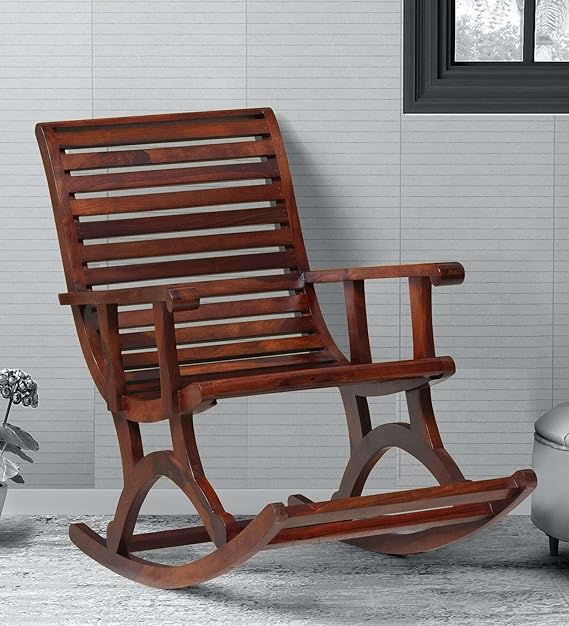 Heritage Heirlooms Sheesham Wood Rocking Chair in Honey Oak Finish