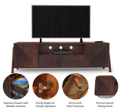 Corsica Mango Wood Console Movable TV Unit Dark Walnut