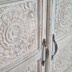 Indian Hand Carved Solid Wood Cabinet D108