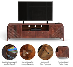 Corsica Mango Wood TV Cabinet Console Movable TV Unit Mahogany