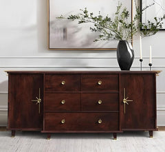 Corsica Luxe 3D Full-Size Solid Mango Wood Premium Storage Cabinet & Chest Sideboard