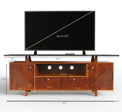 Corsica Mango Wood Console Movable TV Unit  (Honey Gold and Black)