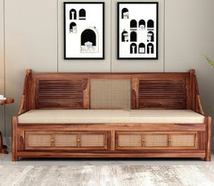 Rattan Elegance Series Mango Wood Daybed Sofa for Bedroom living room in Honey Finish