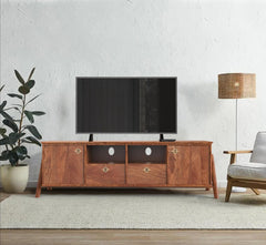 Corsic Mile Mango Wood  Console Movable TV Unit  Honey Gold