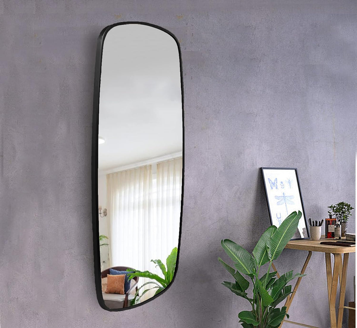 Corsica Ohana Oval Full-Length Mirror in Mild Steel  bold black