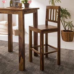 Gfine Bar table set with two chairs made of solid sheesham wood 81x81x101Cm