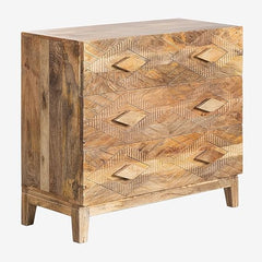 The Gileteen Handmade Carved Mango Wood Chest of Drawers Brown Natural